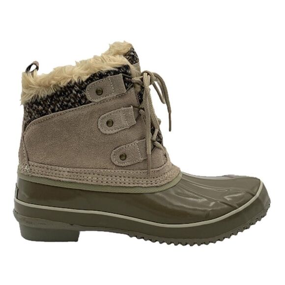 Khombu 7 KERI Green Taupe Short Winter Duck Booties - Picture 2 of 15